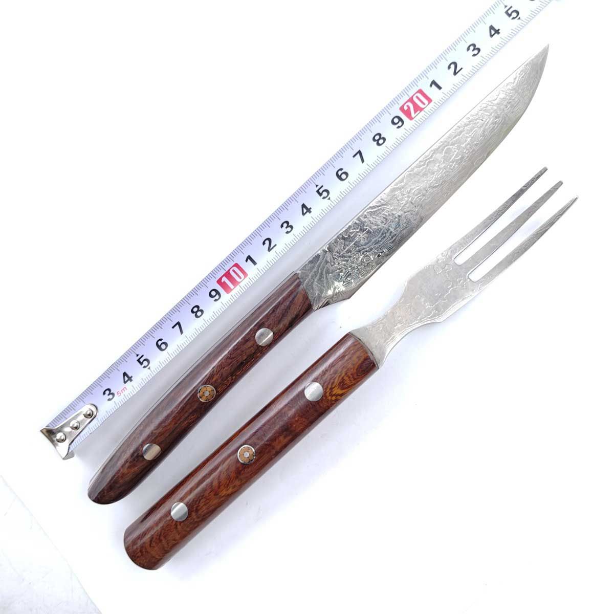 越前数馬 ダマスカス ステーキナイフ＆フォーク セット