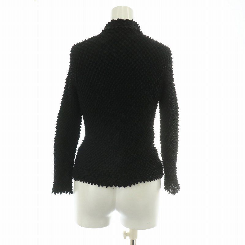 新品・イッセイミヤケ 長袖カーディガン　黒　サイズ２ イッセイミヤケ ISSEY MIYAKE カーディガン シャツ ブラウス 長袖