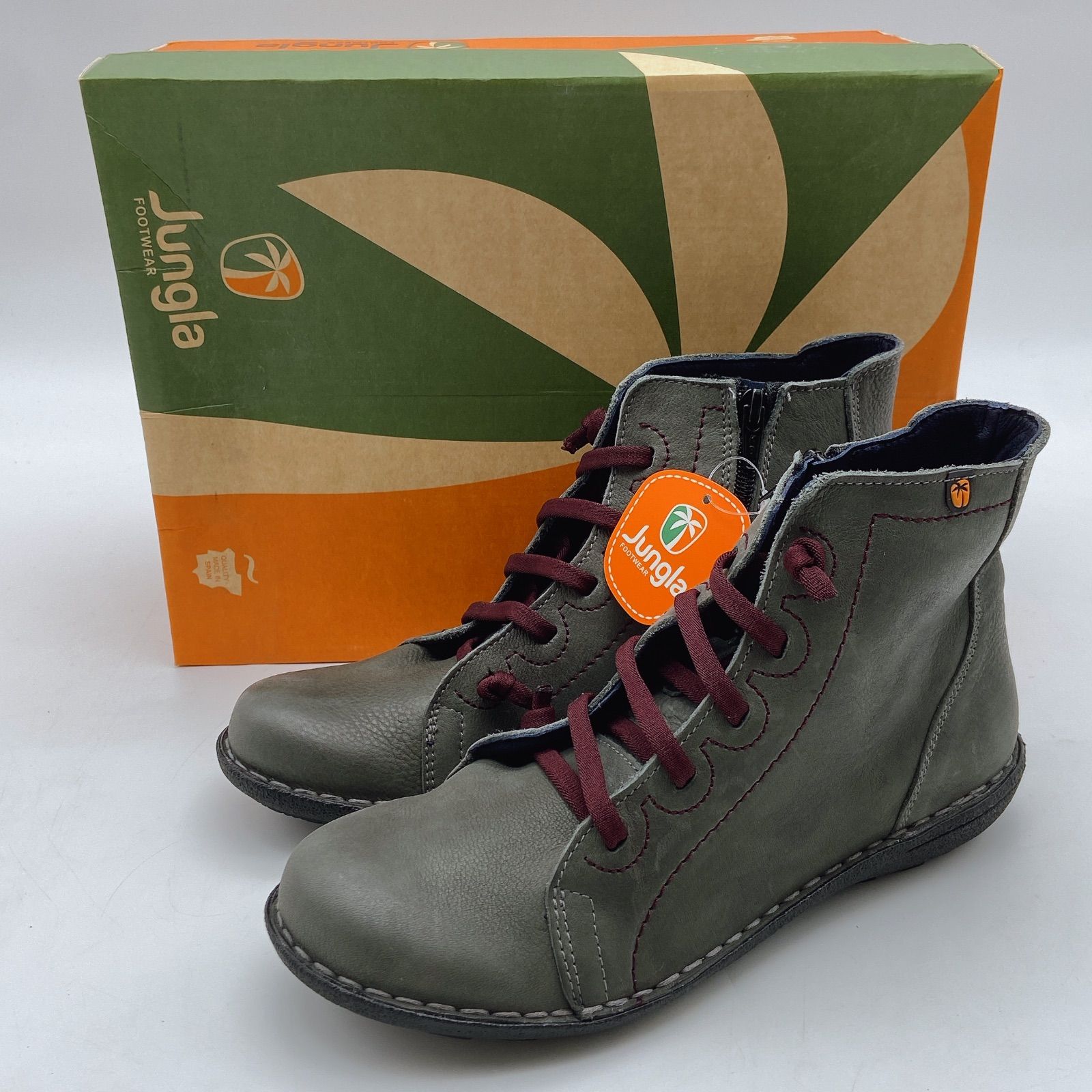 OG 22 Jungla ジャングラ 牛革 ラバーソール ハイカットシューズ グレー レディース 38