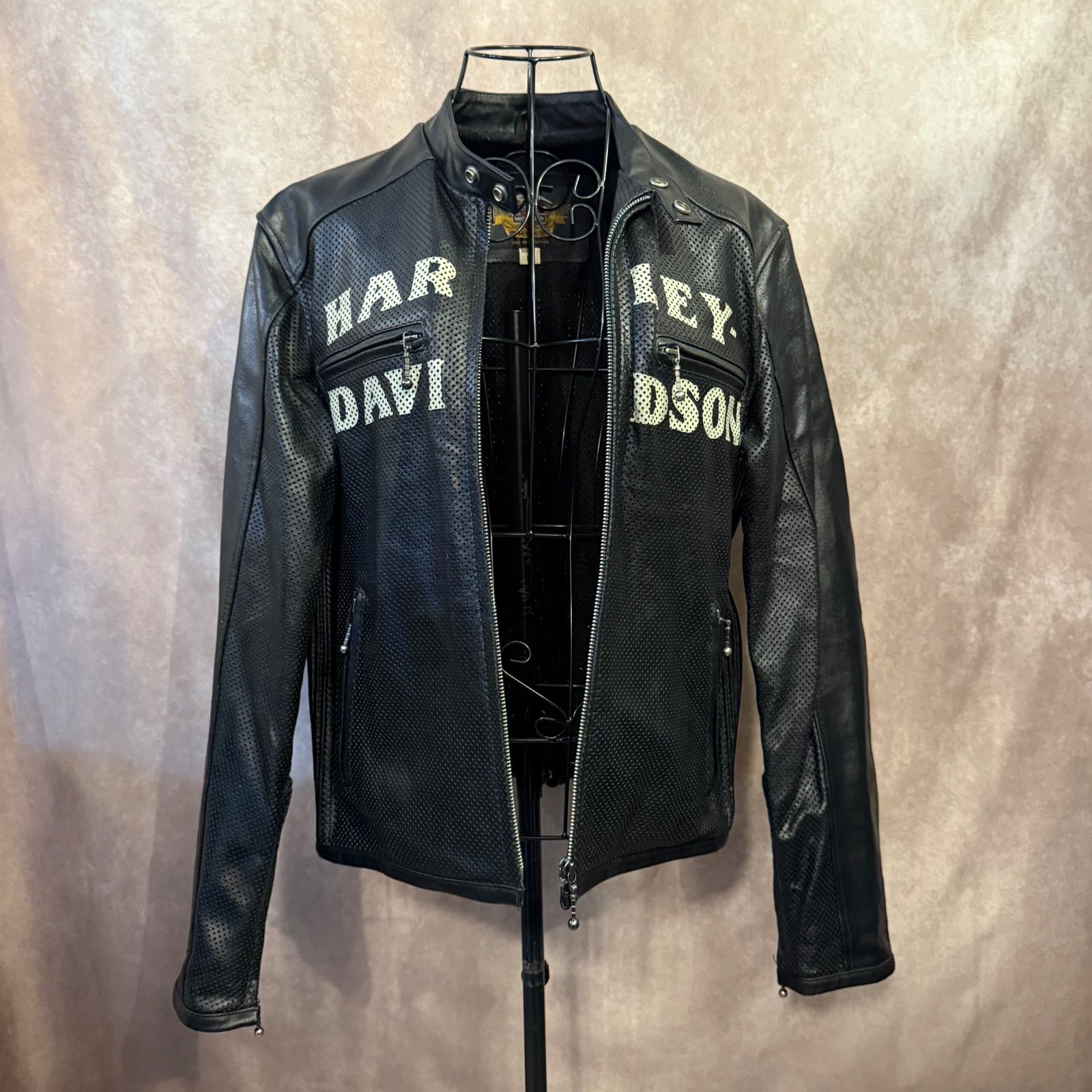 HARLEY DAVIDSON ハーレーダビッドソン パンチングレザージャケット L