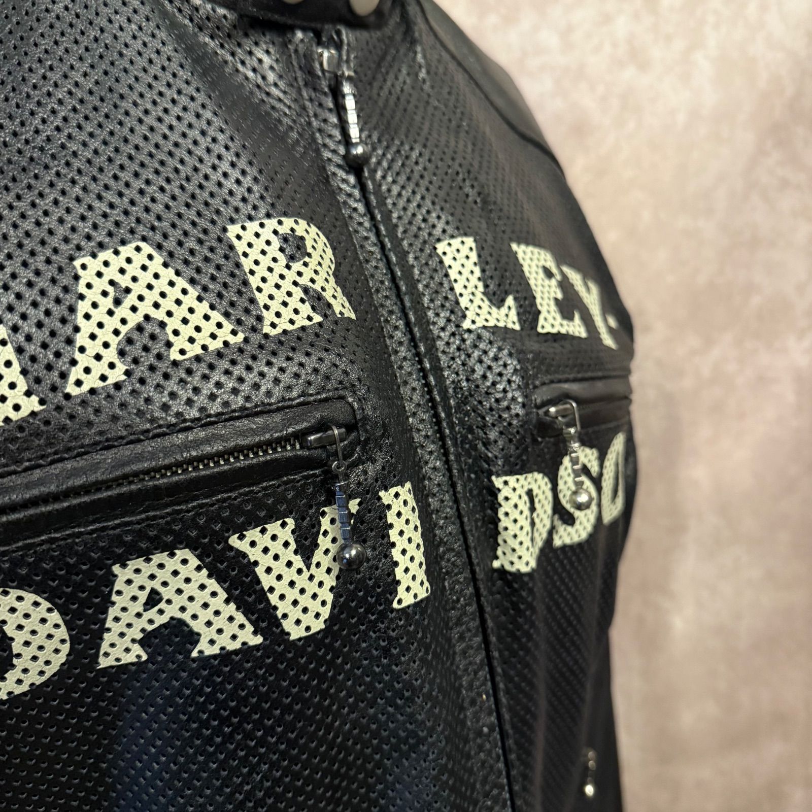 HARLEY DAVIDSON ハーレーダビッドソン パンチングレザージャケット L