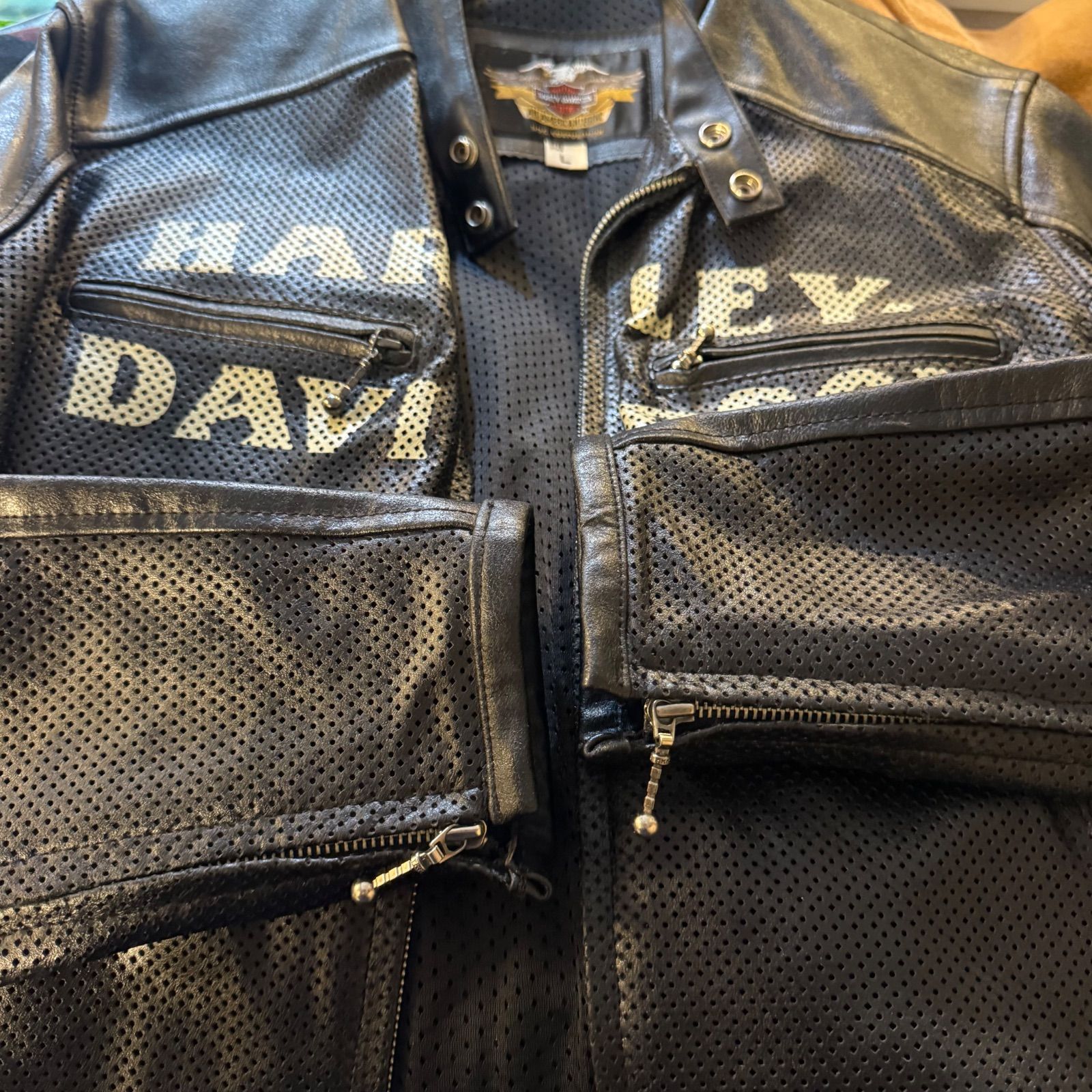 HARLEY DAVIDSON ハーレーダビッドソン パンチングレザージャケット L