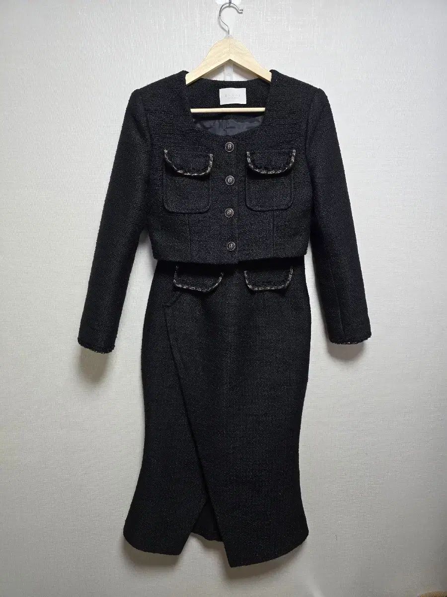 RUHOT ブラック ツイード セットアップ スカート スーツ