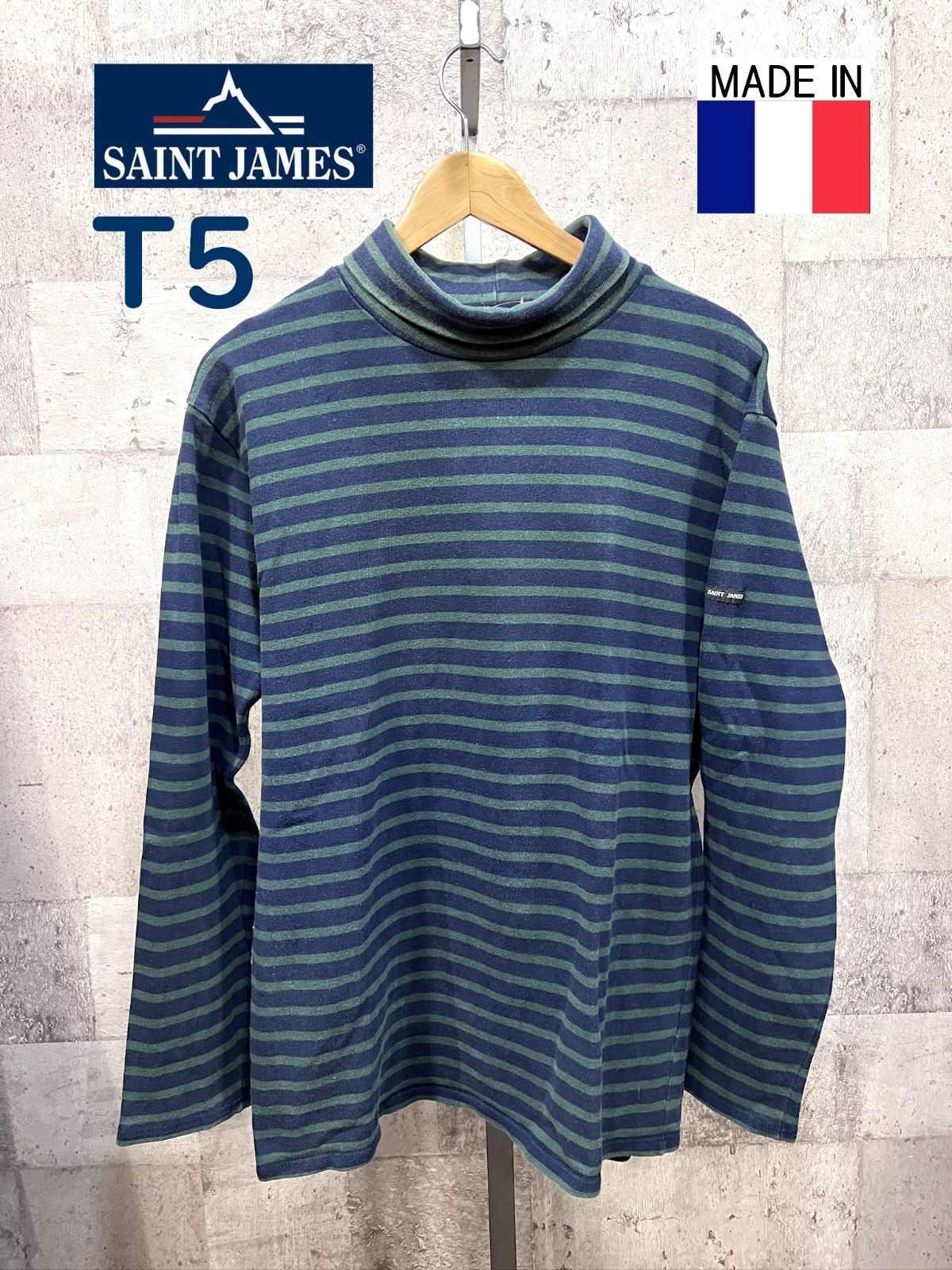 フランス製 セントジェームス ボーダー タートルネックシャツ T5 SAINT