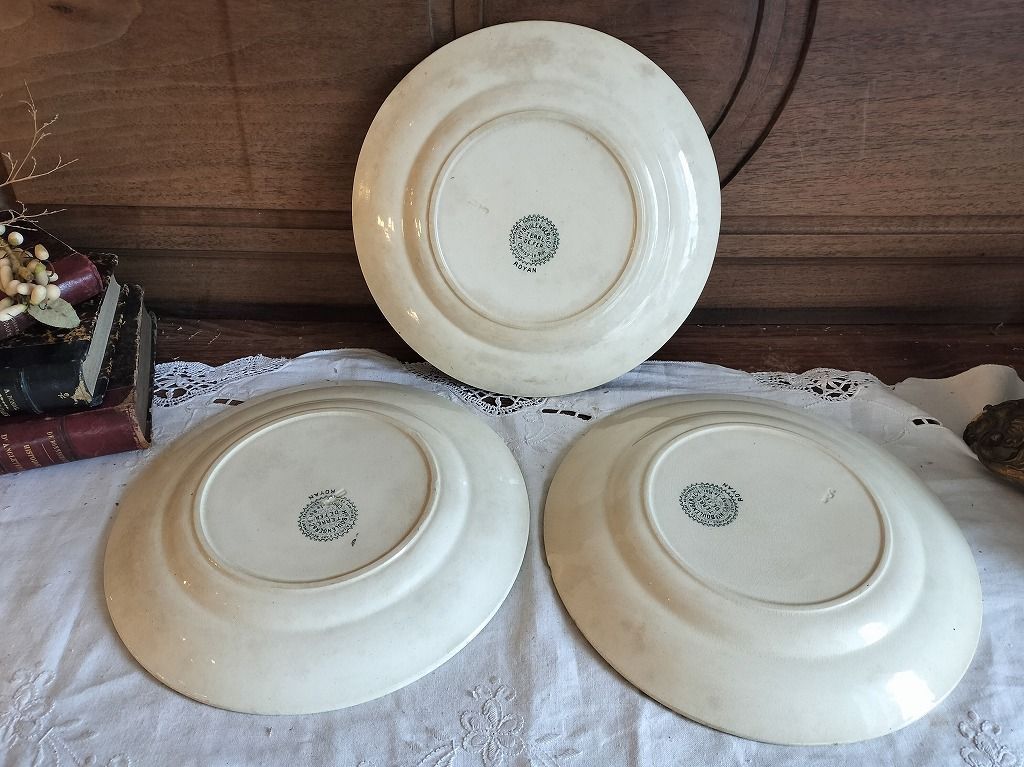 フランス アンティーク 絵つき皿 Choisy Le Roi 装飾 皿 3枚セット