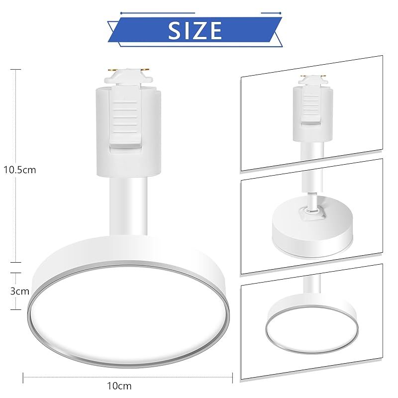 ダクトレール用ライト 12 W LED搭載 大光量1200 lm 120 W相当 器具一体型 取付け簡単 角度調節 ダクトレール用照明 ライティング 施設照明 スポットライトライティングレール レール照明 セット-昼光色-白器具 0