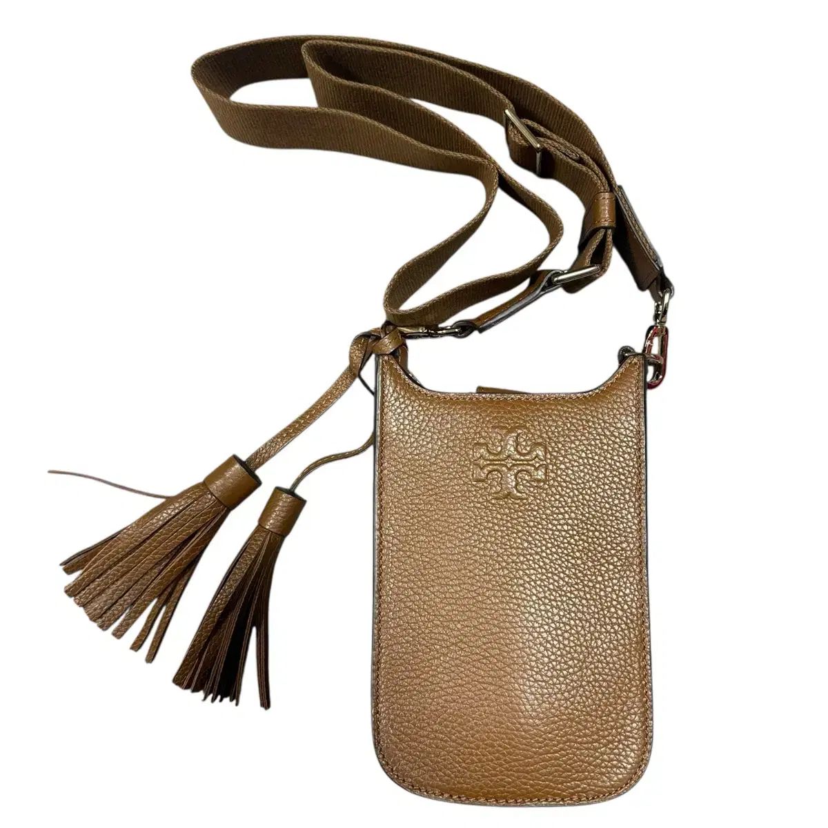 Tory Burch Thea タッセル 携帯 ブラウン クロスバッグ