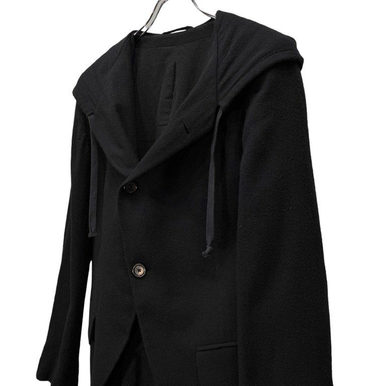 ANN DEMEULEMEESTER ウールフランネル3B燕尾フーデッドロング