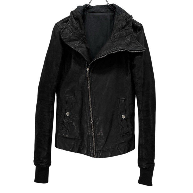 Rick Owens カーフレザーハイネックフーデッドブルゾン ジャケット