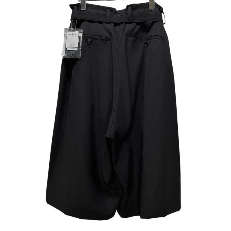 Y's 18SS ウールギャバジンロゴ刺繍パッチベルテッドサルエルカーゴ