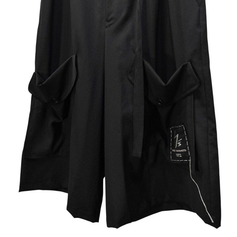 Y's 18SS ウールギャバジンロゴ刺繍パッチベルテッドサルエルカーゴ