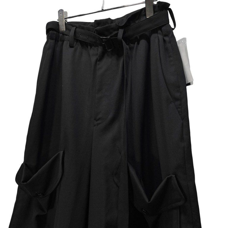 Yohji Yamamoto 18ss ウールギャバジン ワイドカーゴサロペット Y's 18SS ウールギャバジンロゴ刺繍パッチベルテッドサルエルカーゴ