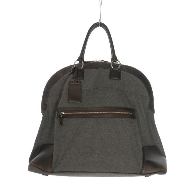 ブルネロクチネリ BRUNELLO CUCINELLI ウール×レザー コンビ ボストンバッグ 旅行鞄 ダークグレー ブラウン