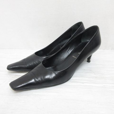 【良品】PRADA プラダ　パンプス　ブラック　黒　保存箱、袋付 プラダ PRADA 本革 レザー パンプス 40 約27cm 黒 ブラック 靴