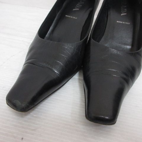 プラダ PRADA 本革 レザー パンプス 40 約27cm 黒 ブラック 靴