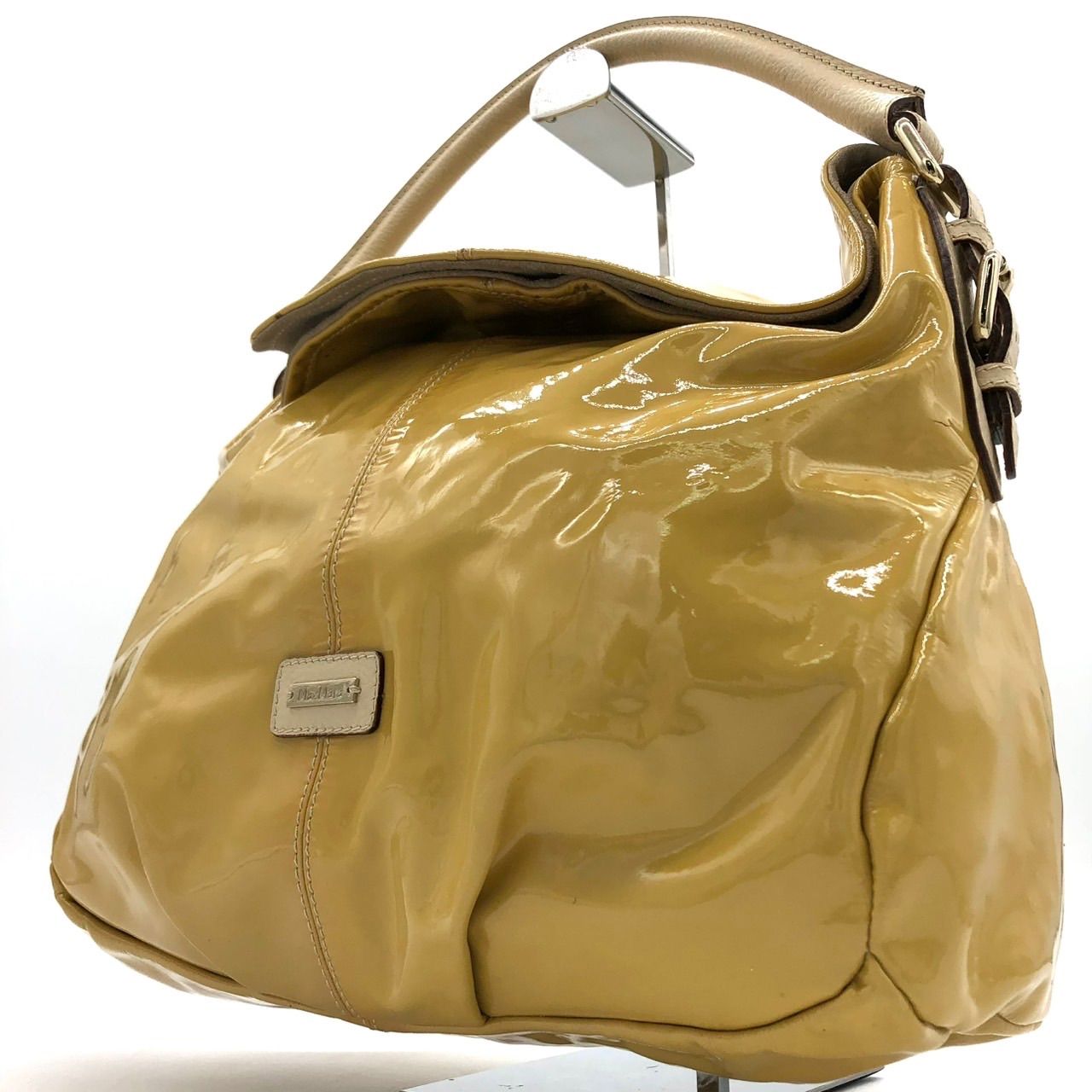 美品】MaxMara マックスマーラ エナメル ハンドバッグ イエロー 黄色 