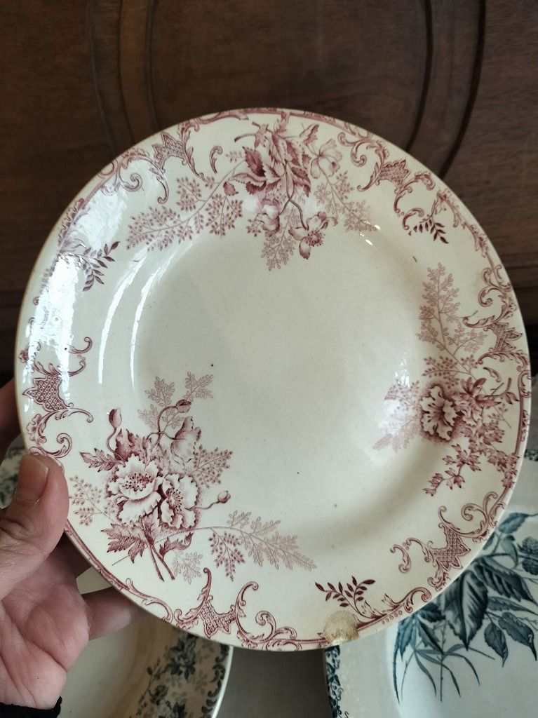 フランス アンティーク 絵つき皿 Choisy Le Roi 皿 3枚セット 1900年