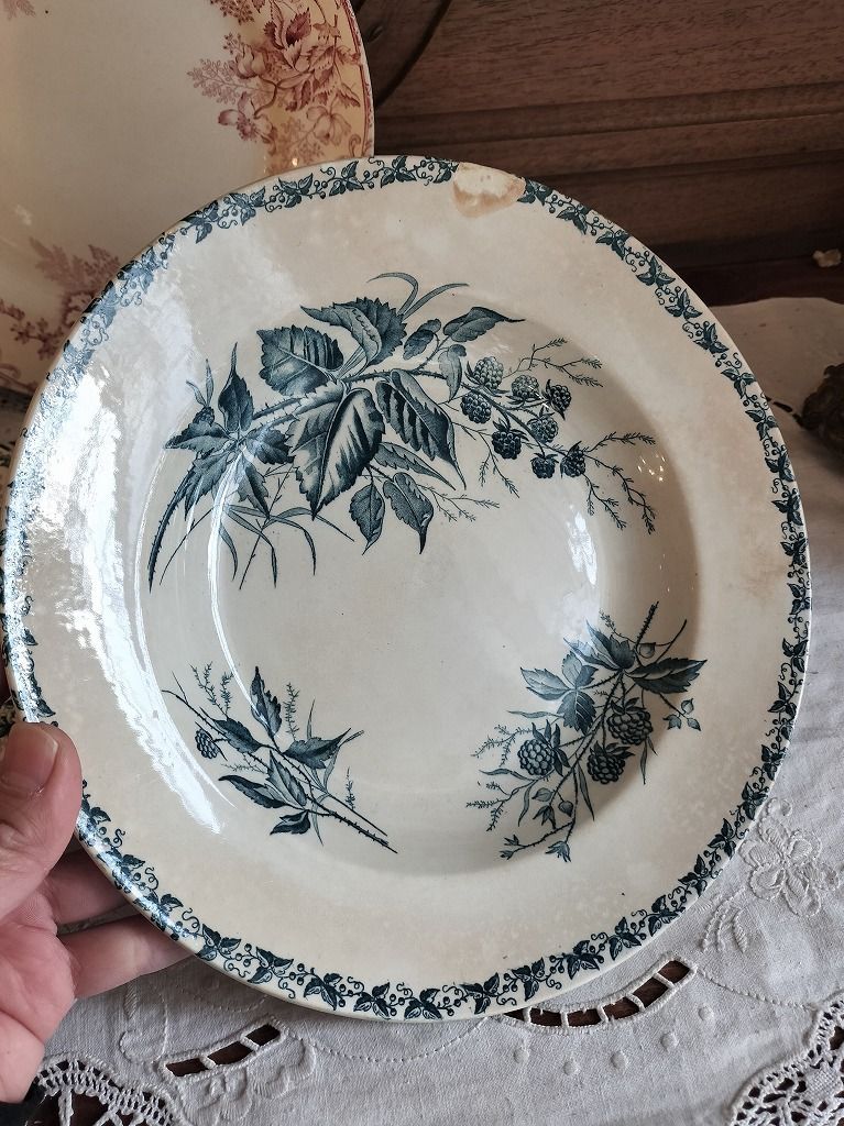 フランス アンティーク 絵つき皿 Choisy Le Roi 皿 3枚セット 1900年