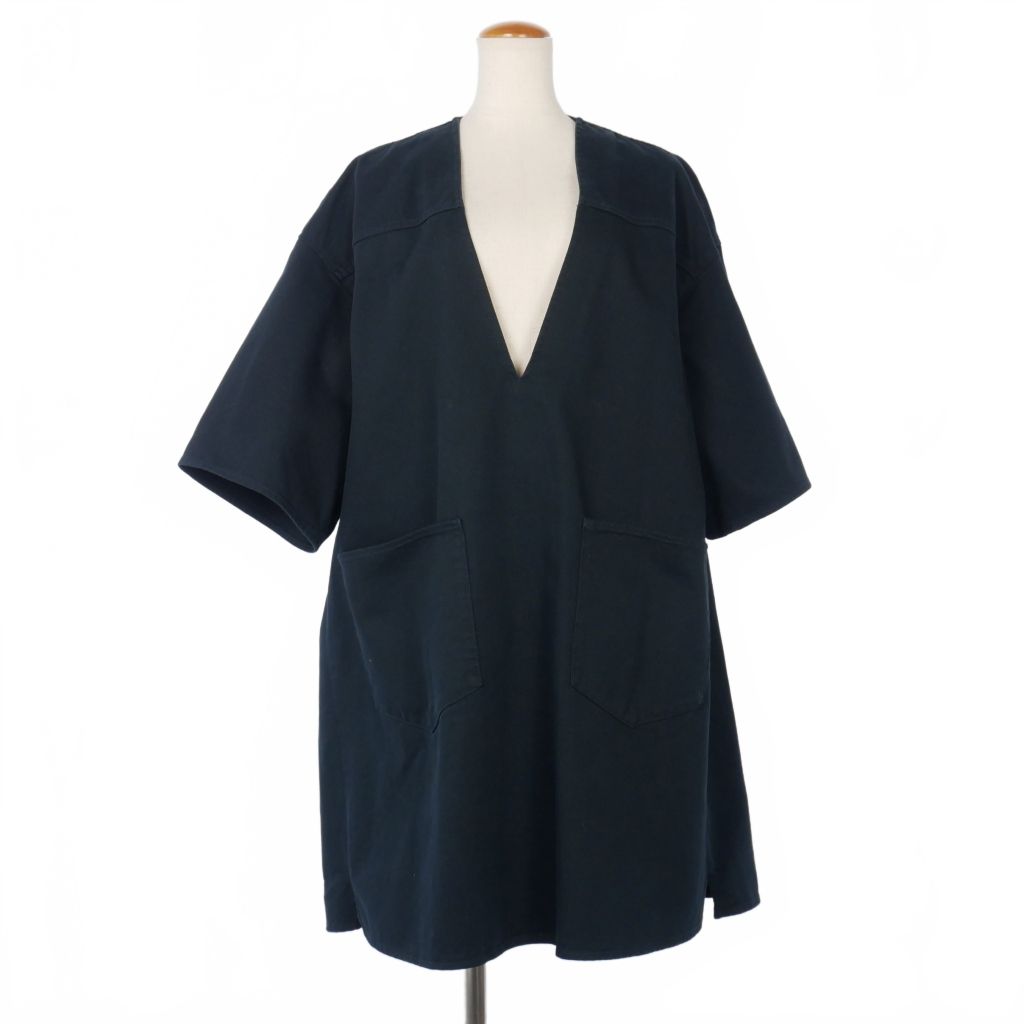 エムエムシックス メゾンマルジェラ MM6 Maison Margiela 21AW ワンピース Vネック 半袖 S ブラック 黒 S52CT0658