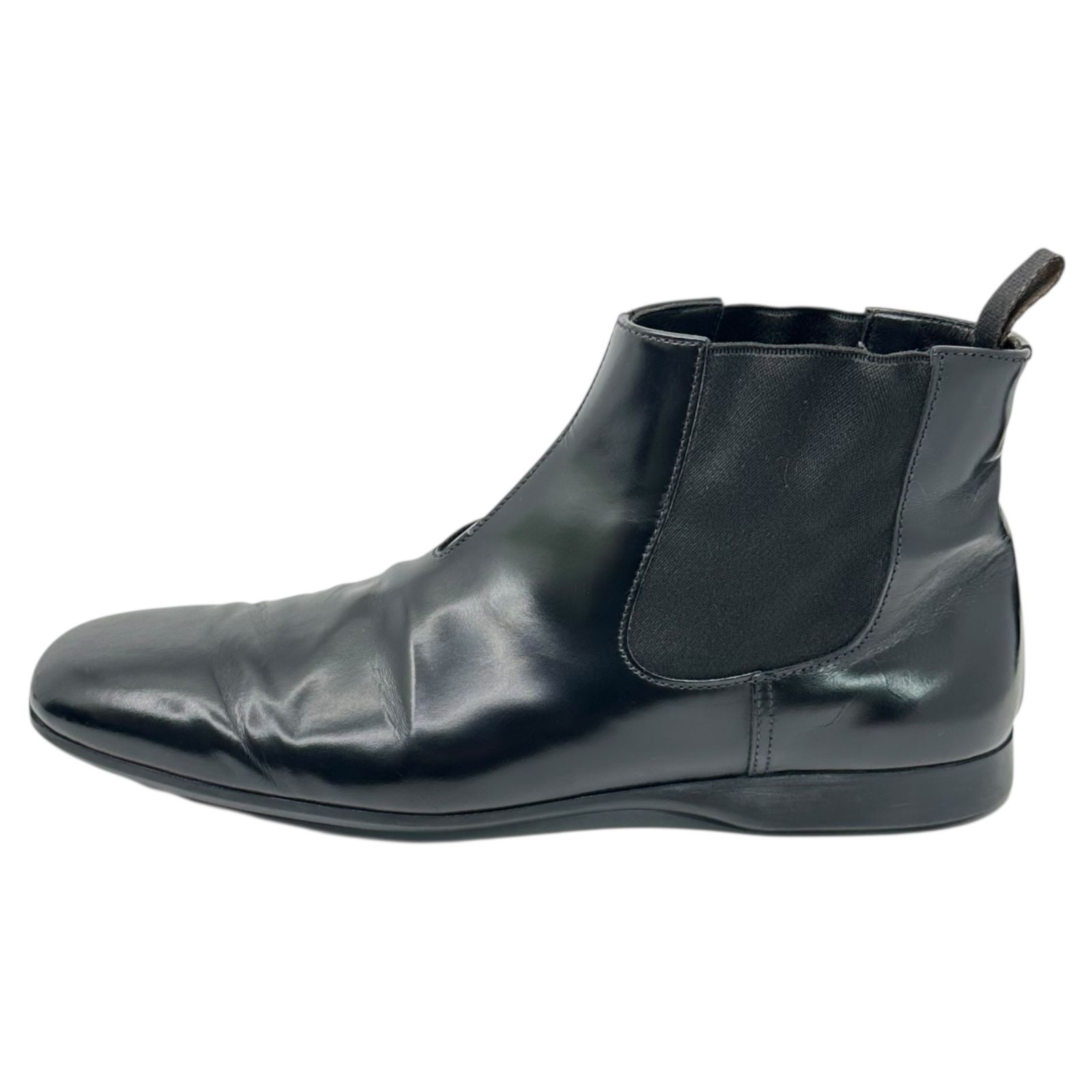 PRADA(プラダ) High-Shine Leather Square Toe Side-Gore Boots ハイ
