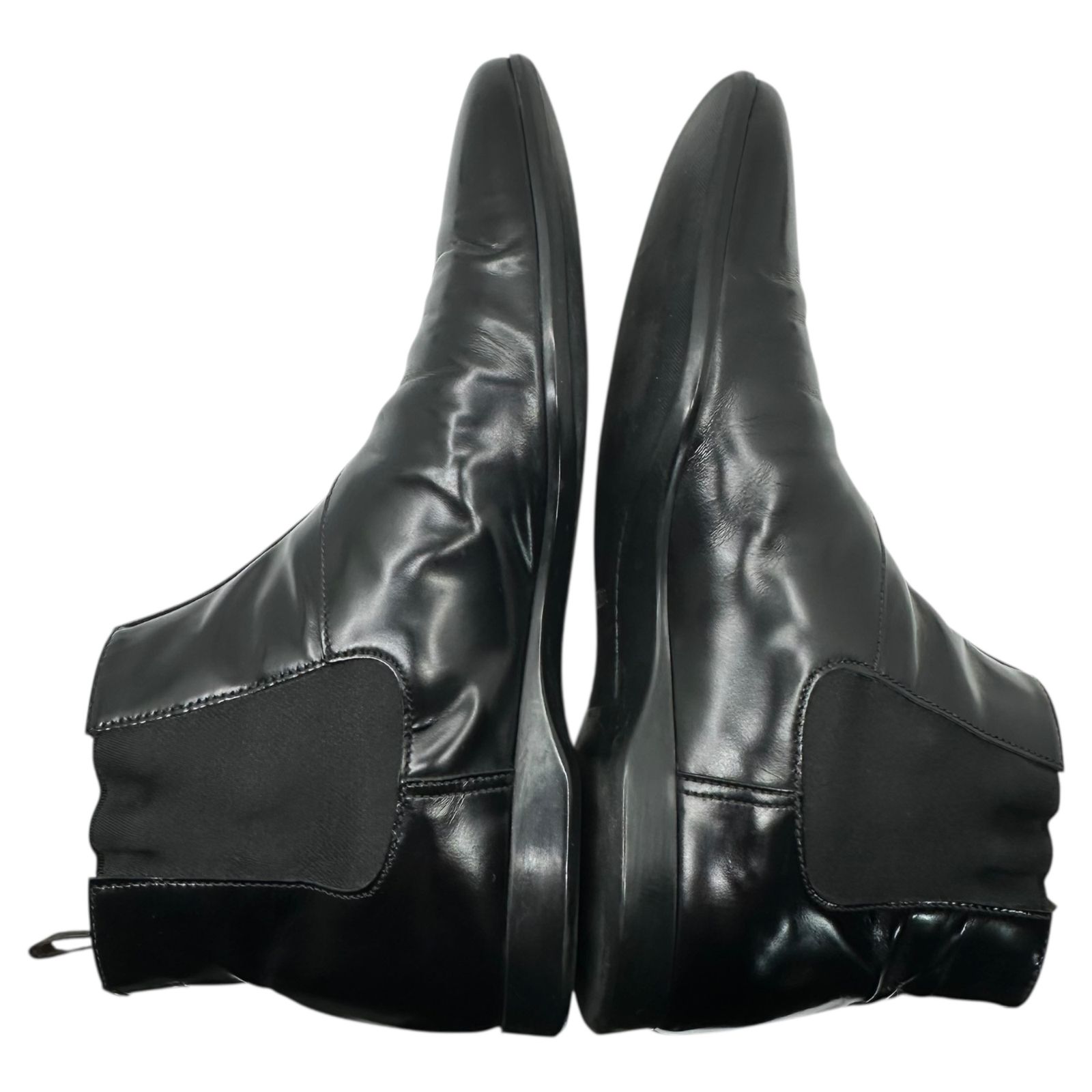 PRADA(プラダ) High-Shine Leather Square Toe Side-Gore Boots ハイ