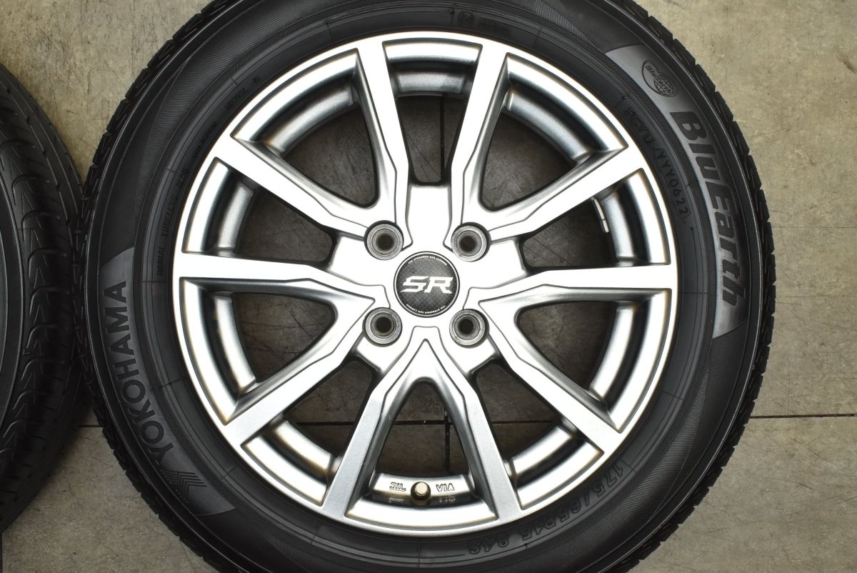 アクア フィット などに SR 15 in 5 J 42 PCD 100 ヨコハマ ブルーアース 175 65 R スイフト ヴィッツ フィールダー 交換用 15インチ タイヤ ホイールセット