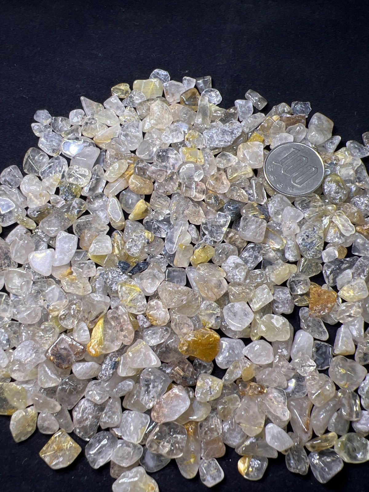 天然石 原石 ゴールドルチルクォーツ【金針水晶】さざれ☆金運☆200g