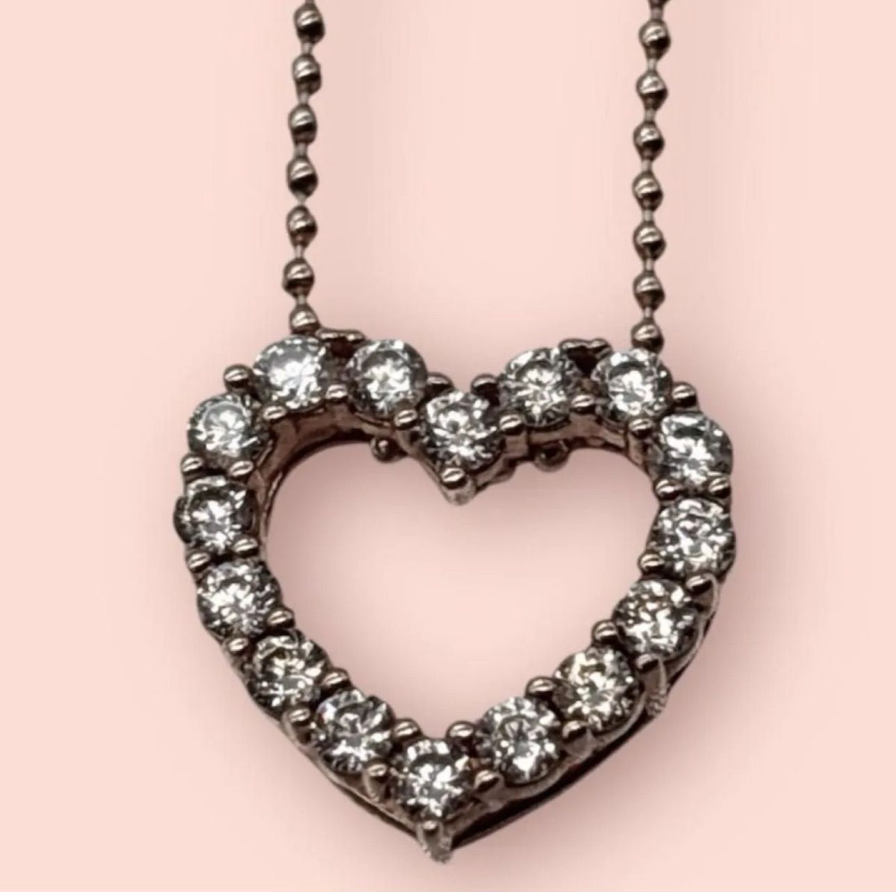 【美品】ピンクゴールド　ストーン付きハートネックレス　ツツミ ジュエリーツツミネックレスハート 925 ラインストーンピンクゴールド