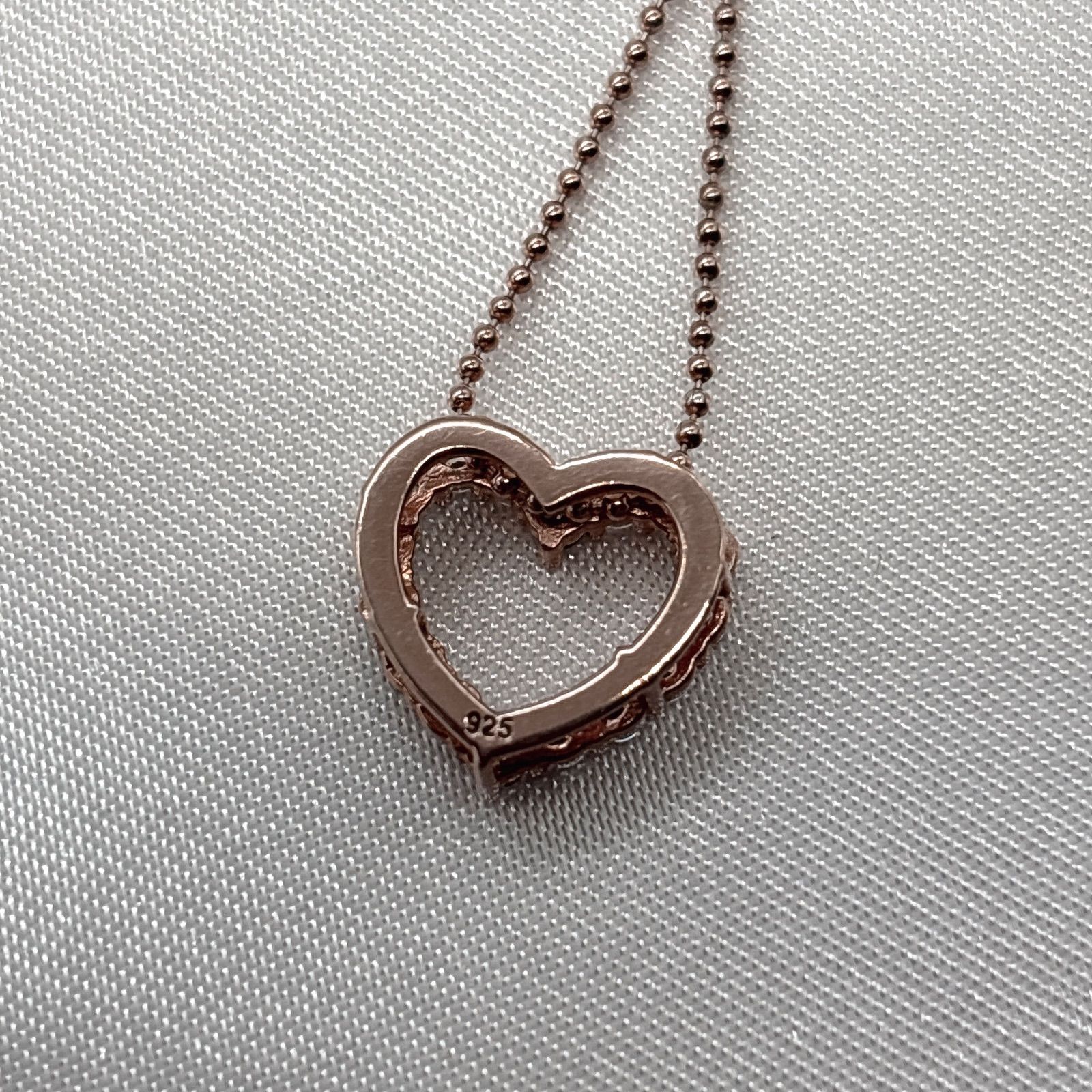 ジュエリーツツミネックレスハート 925 ラインストーンピンクゴールド