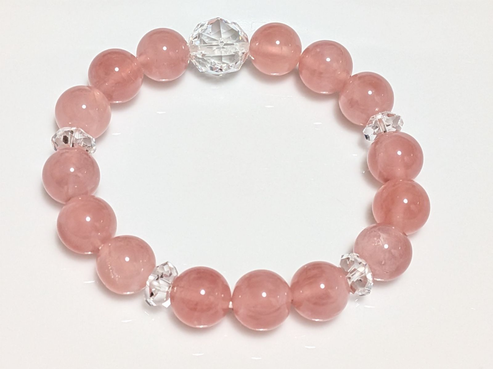 パワーストーン 天然石 ブレスレット ディープローズクォーツ 15 cm No.185