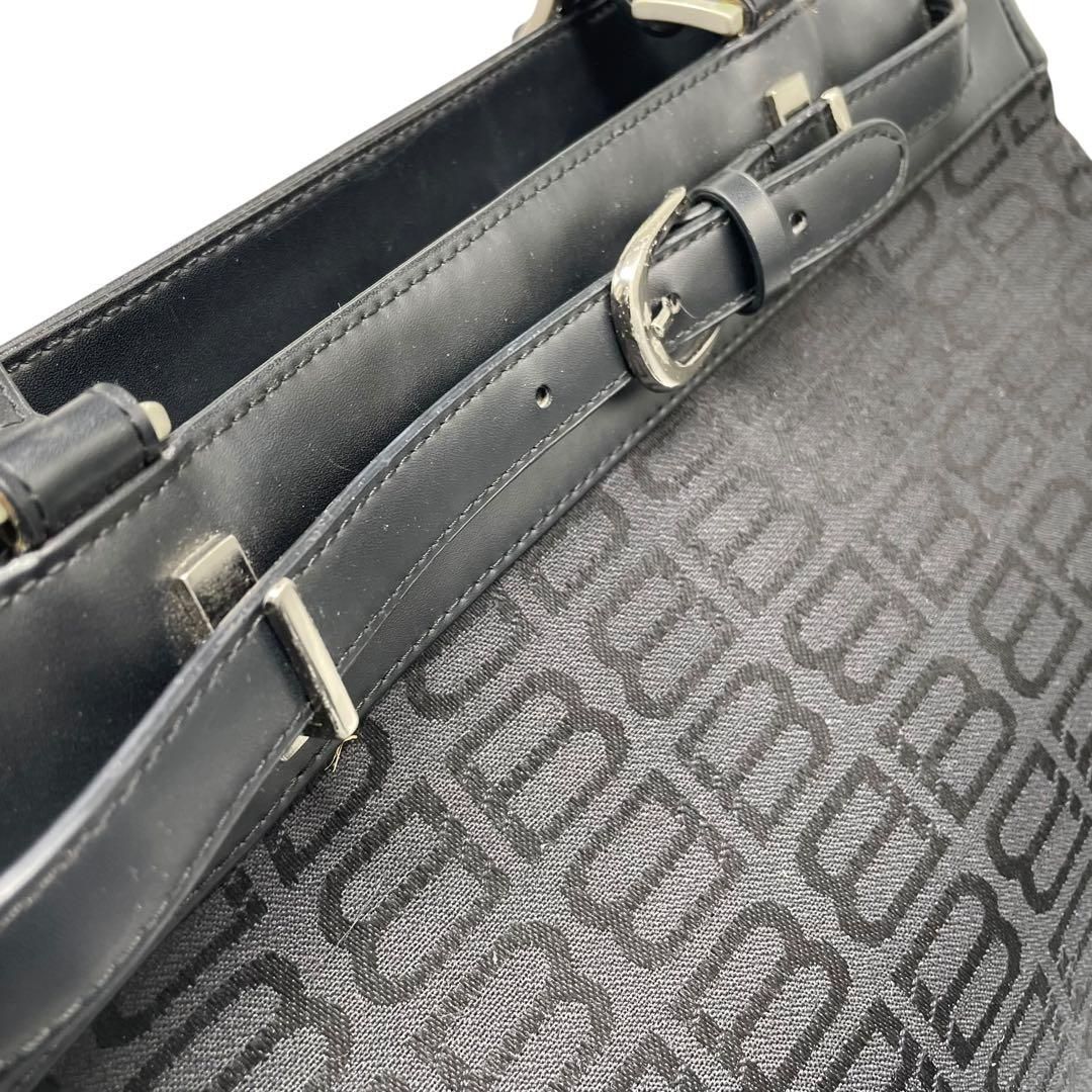 極美品✨バレンシアガ ハンドバッグ BB柄 総柄 キャンバス レザー ブラック 極美品 BALENCIAGA トートバッグ BB柄 キャンバス レザー ブラック