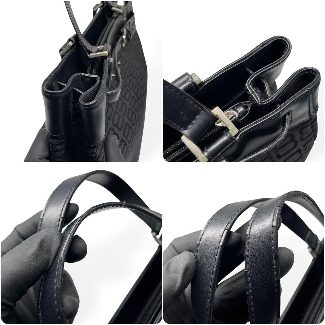 極美品 BALENCIAGA トートバッグ BB柄 キャンバス レザー ブラック