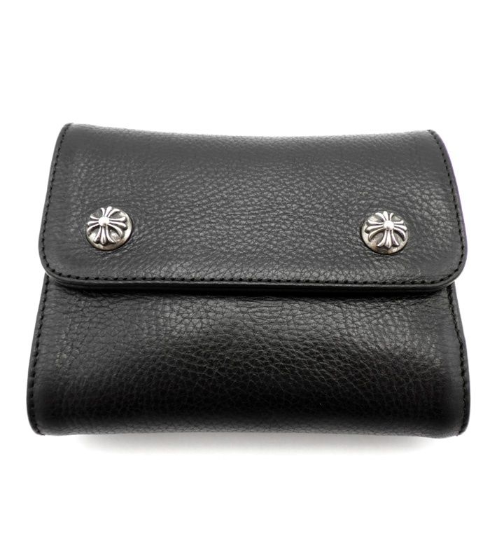 クロムハーツ CHROME HEARTS WAVE MINI クロスボール ボタン レザー ウォレット 財布 n 10169