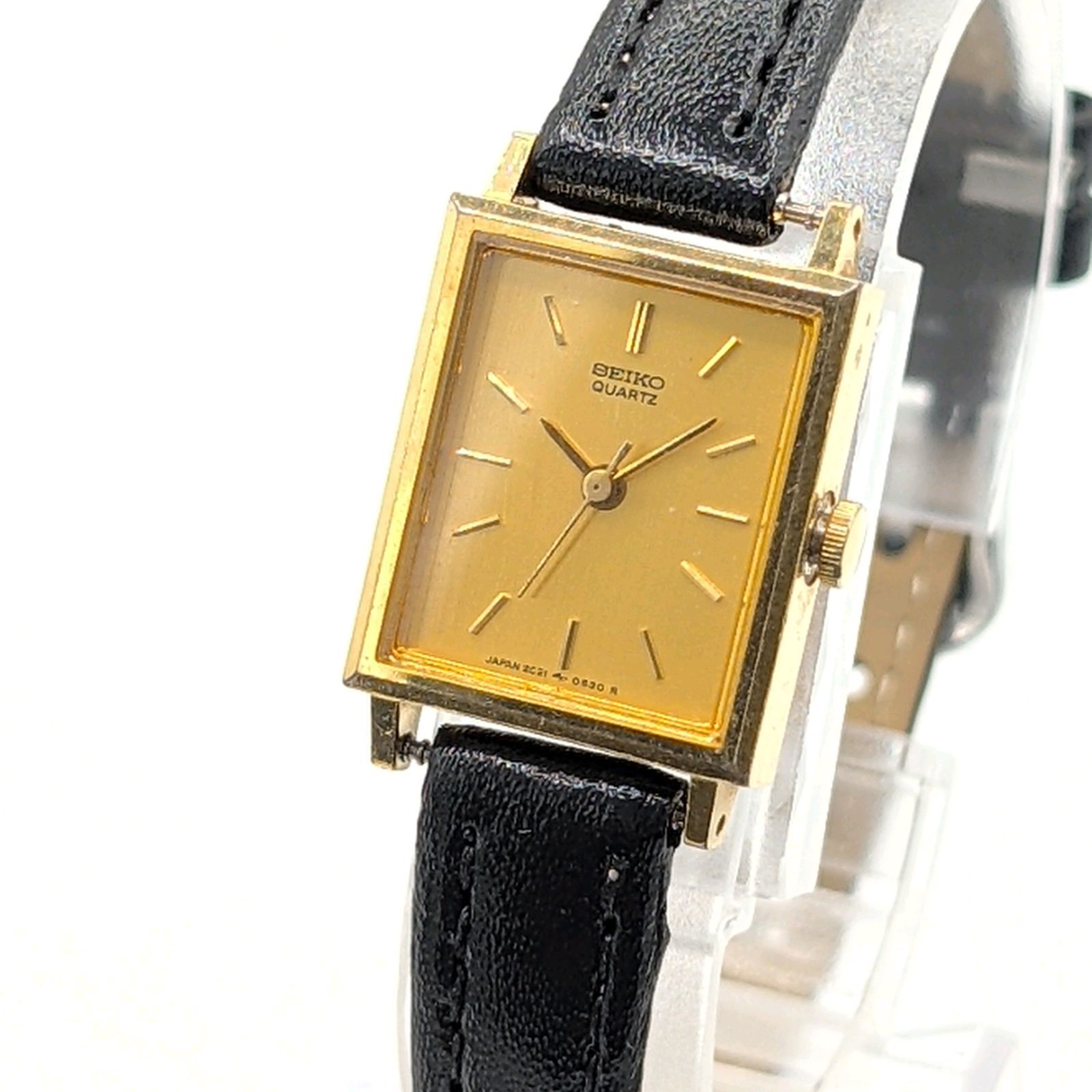 SEIKO 2 C 21-5190 Watch Quartz Ladies Square G dial Y K 00 S Working セイコー 時計 クオーツレディース ゴールド スクエア 金文字盤 ヴィンテージ 稼働品