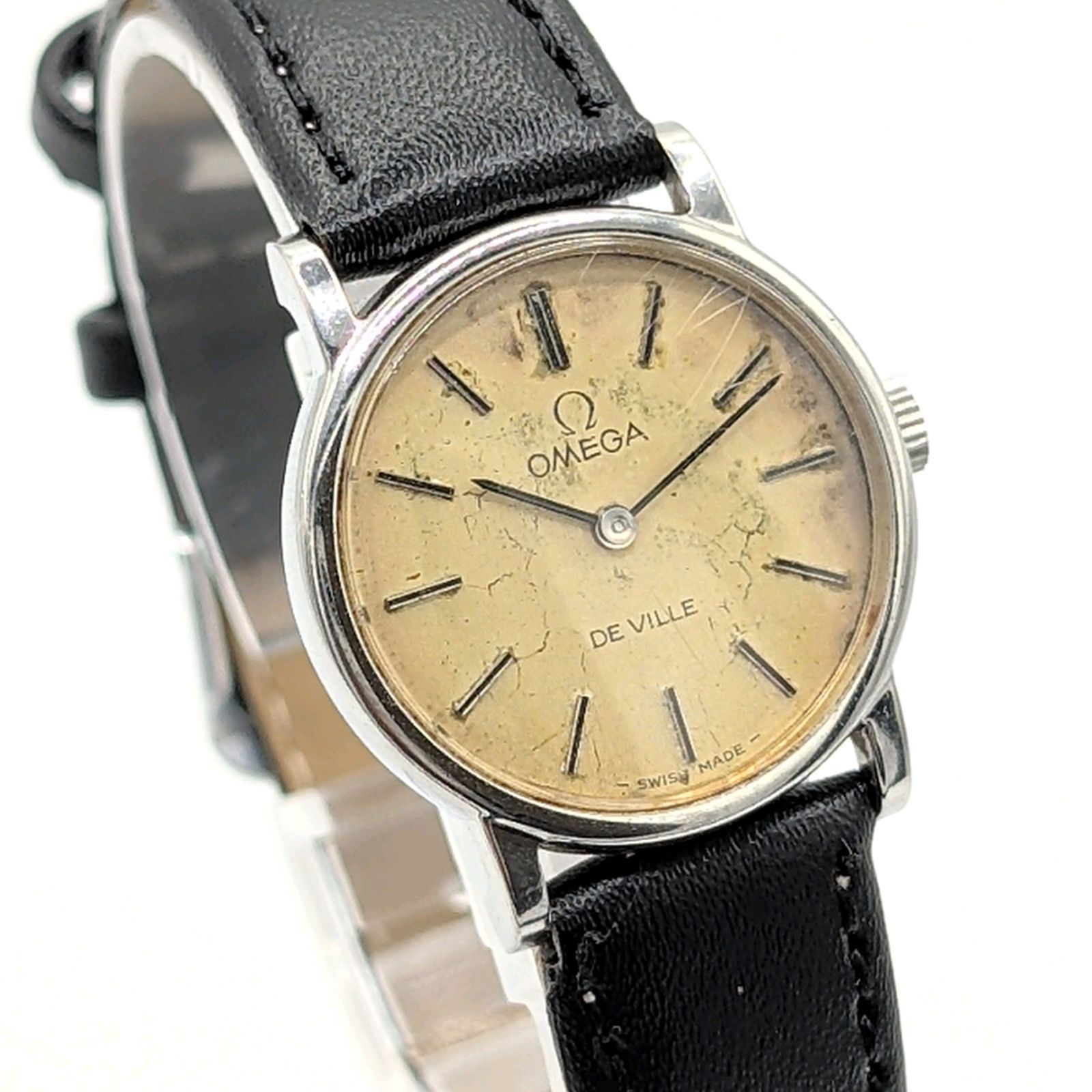 OMEGA DE VILLE Watch Hand-Winding Ladies Round G dial Silver Y 2 K 00 S Working オメガ デビル 時計 手巻き式 レディース ラウンド ゴールド文字盤 シルバー ヴィンテージ