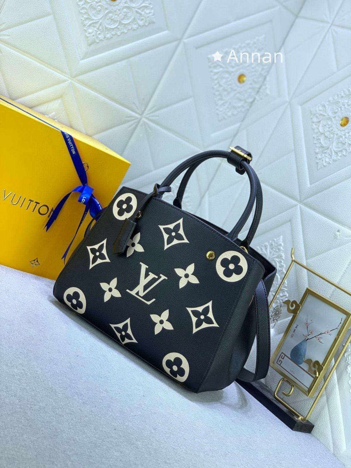 ルイヴィトン モノグラム アンプラント モンテーニュMM ハンドバッグ ネイビー LOUIS VUITTON ルイヴィトン モンテーニュMM モノグラムアンプラント