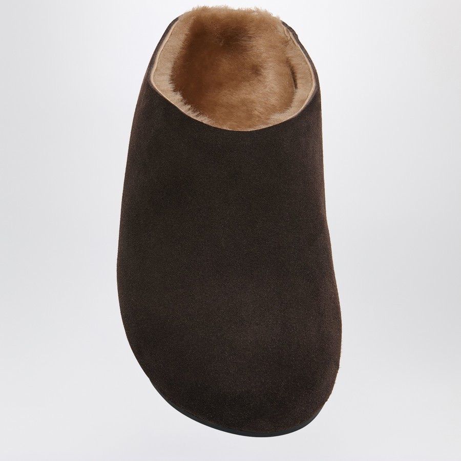  The Row ブラウンのスエードとシアリングのハドソンミュール ミュール サンダル ミュール