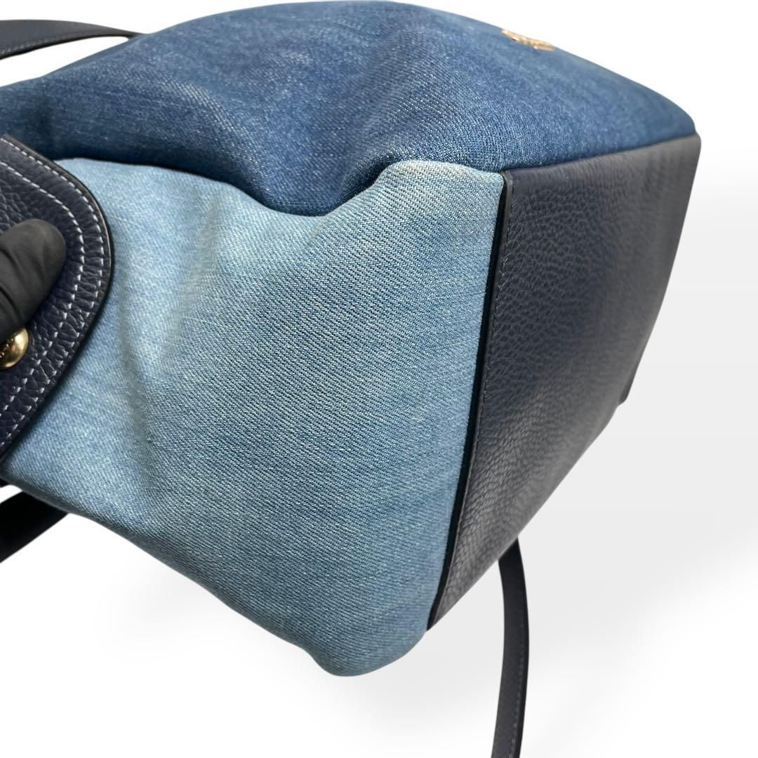 極美品 COACH ペニー ショルダーバッグ 2way デニム 大容量 ブルー系