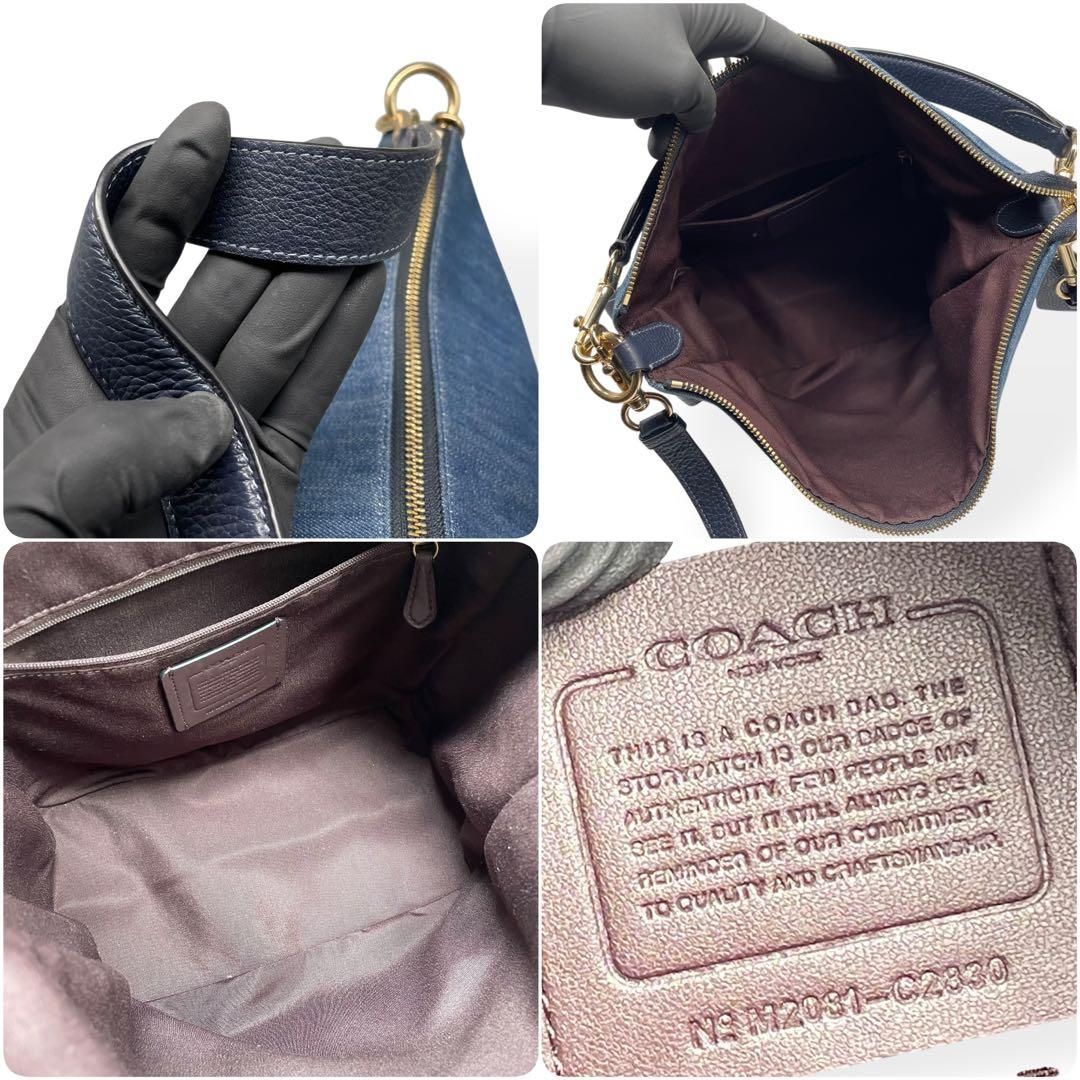 極美品 COACH ペニー ショルダーバッグ 2way デニム 大容量 ブルー系