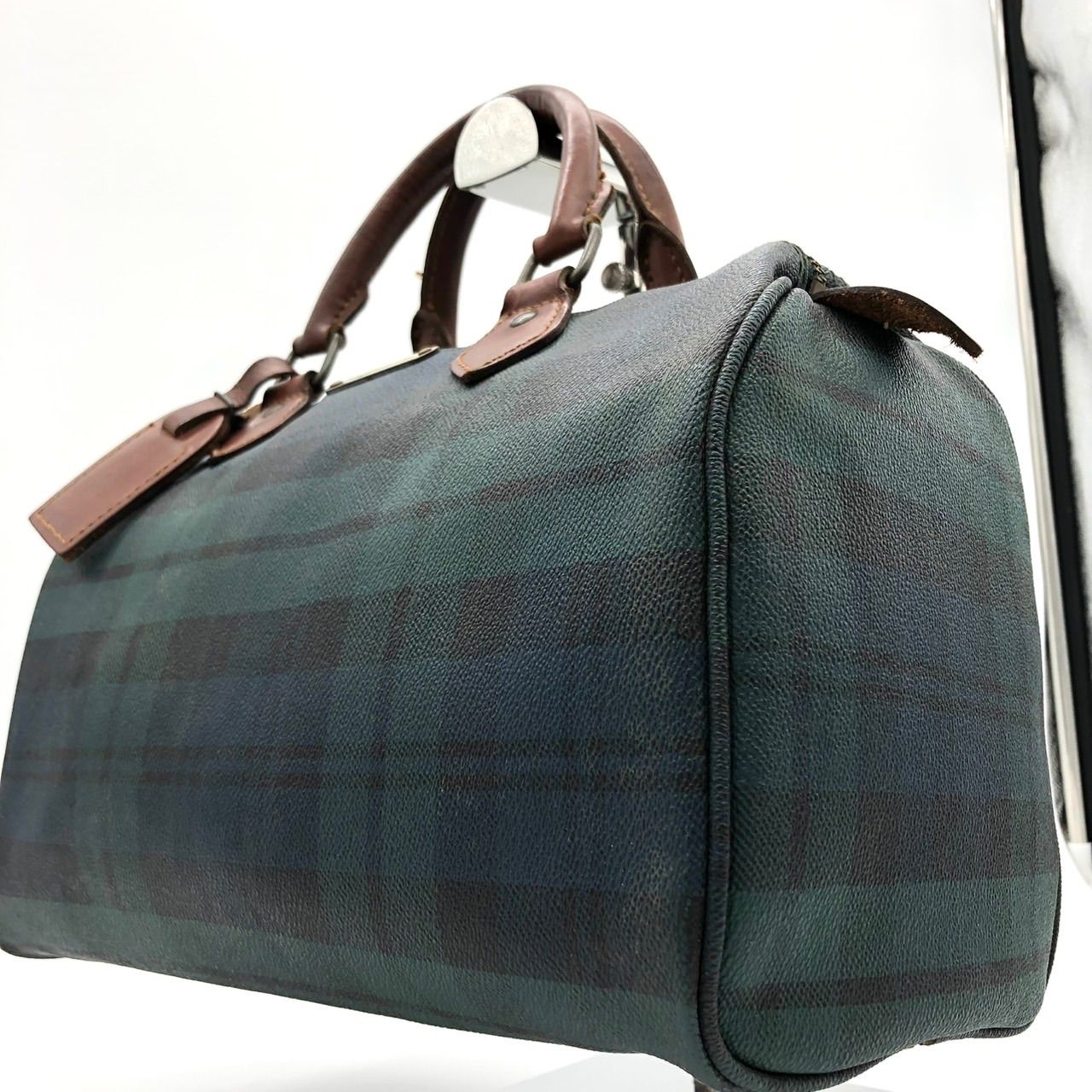 美品】ポロラルフローレン ミニボストンバッグ PVCレザー チェック柄