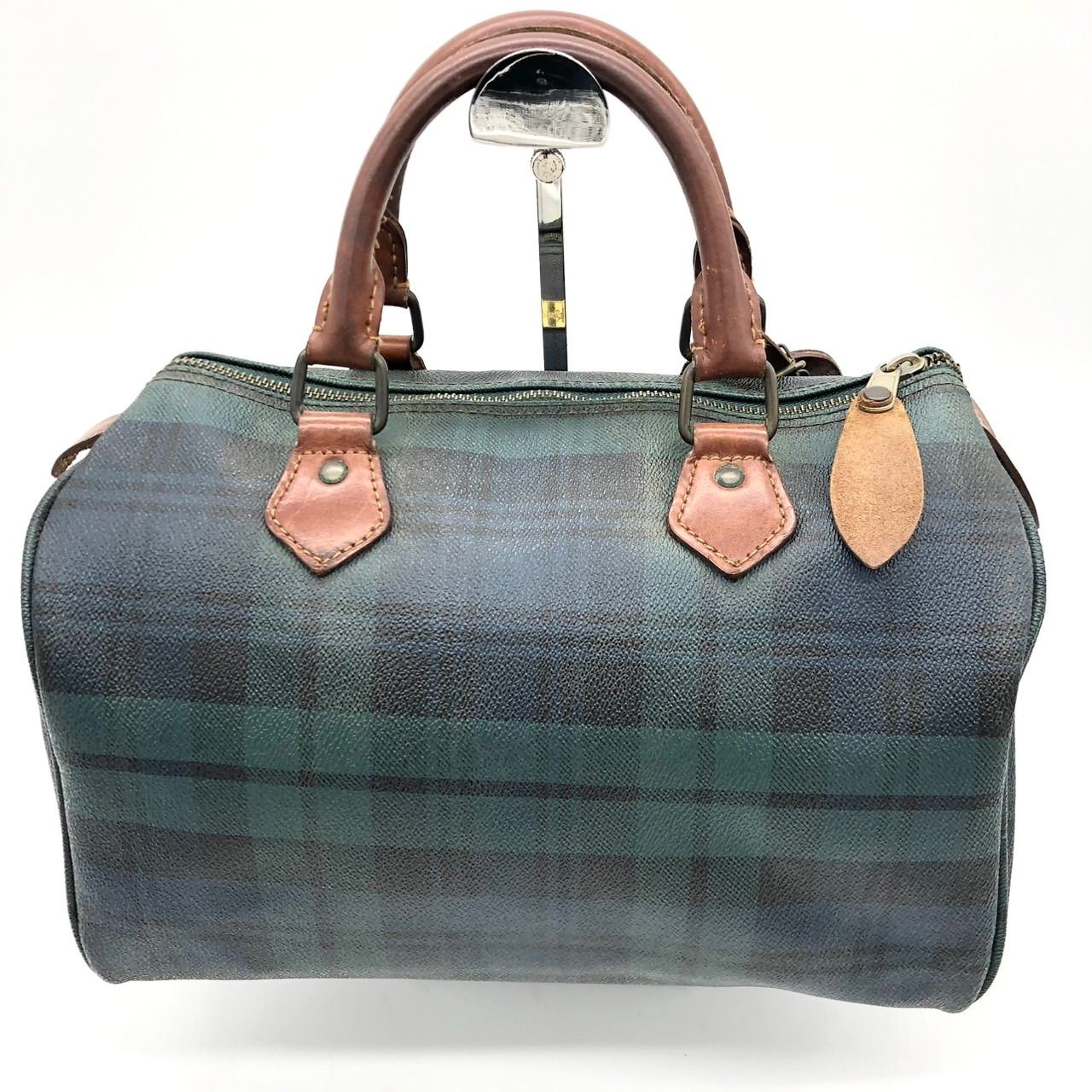 美品】ポロラルフローレン ミニボストンバッグ PVCレザー チェック柄