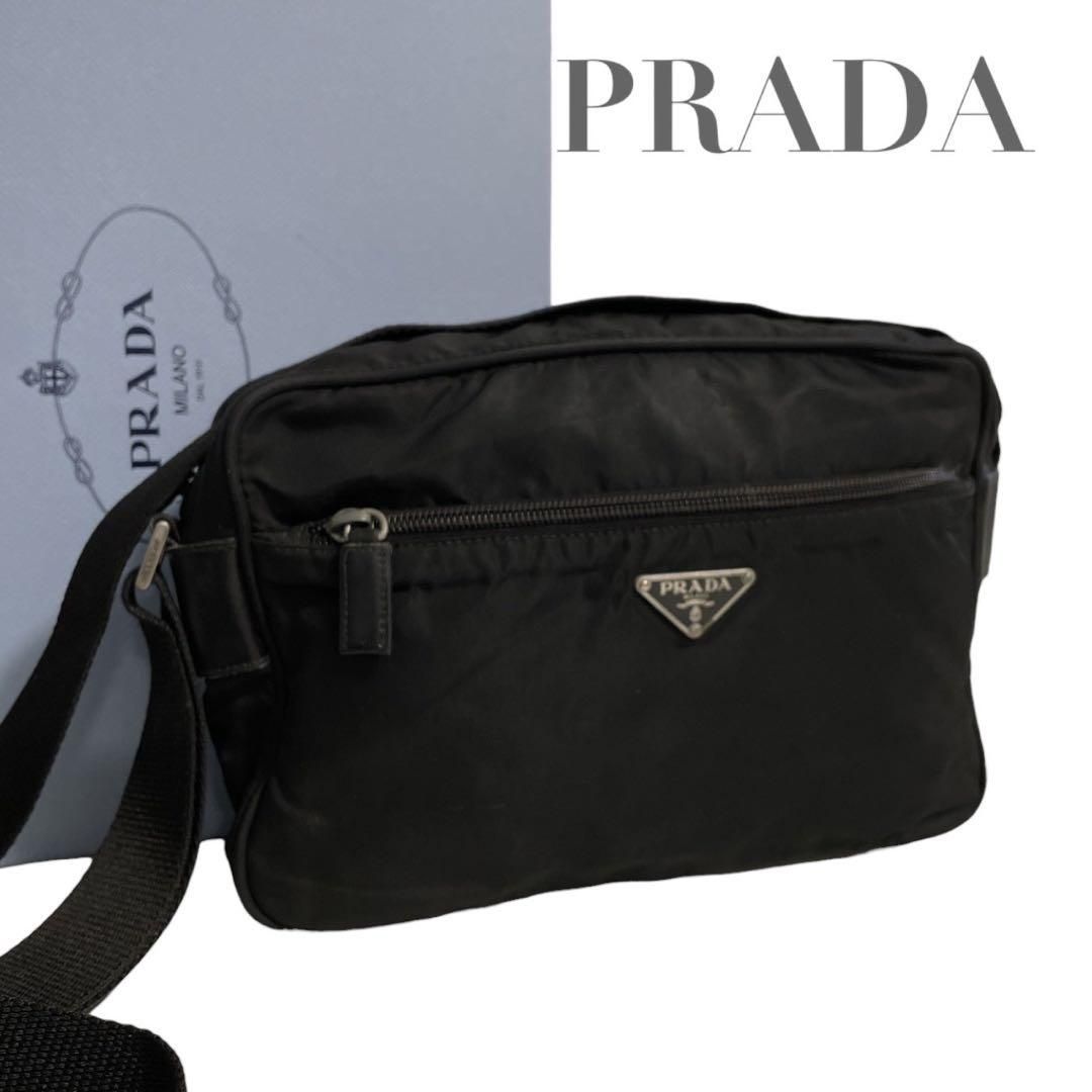 プラダ ナイロン 三角ロゴ ショルダーバッグ カメラバッグ ブラック 黒