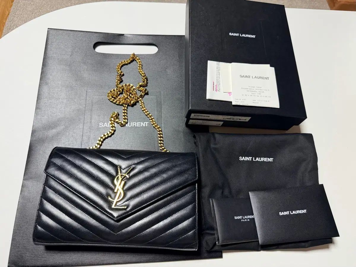 フルセットO YVES SAINT LAURENT イヴ サンローラン モノグラム ブラック チェーン クロスバック