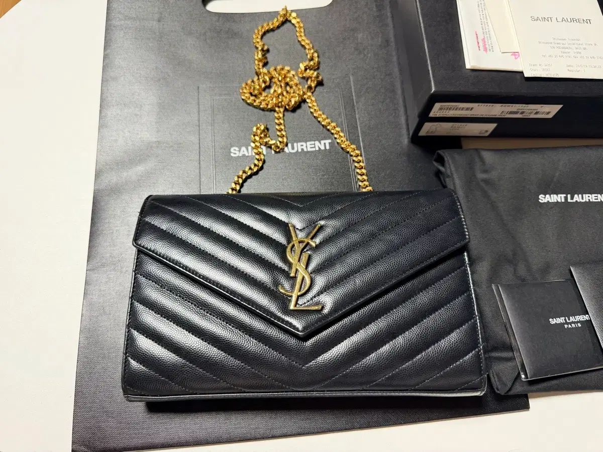 フルセットO YVES SAINT LAURENT イヴ サンローラン モノグラム ブラック チェーン クロスバック