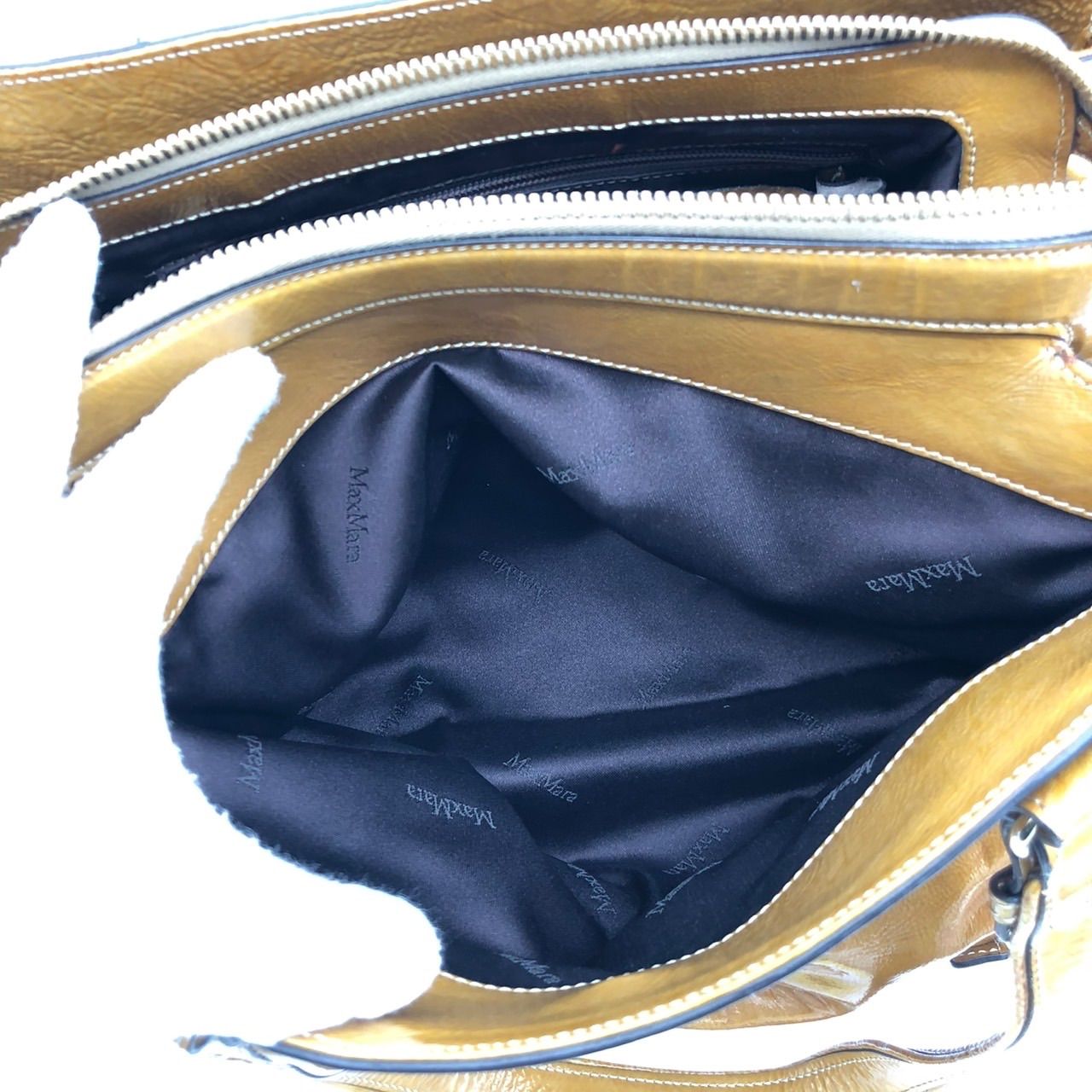 美品】マックスマーラ MaxMara エナメルレザー トートバッグ キャメル 