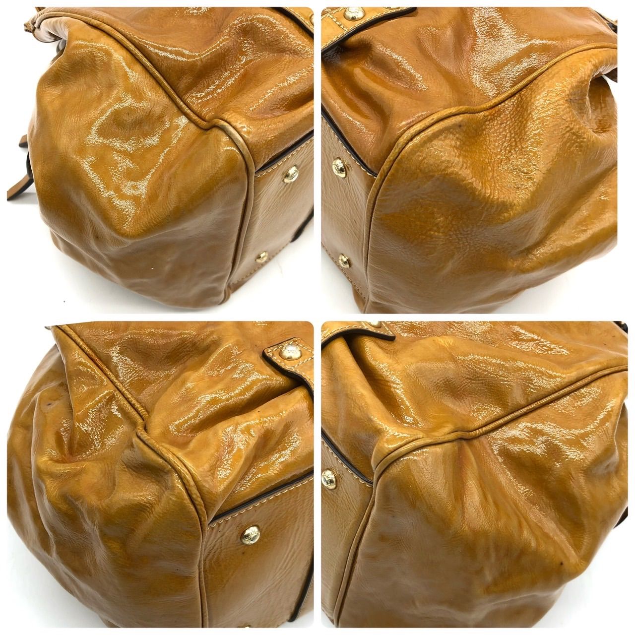 美品】マックスマーラ MaxMara エナメルレザー トートバッグ キャメル 