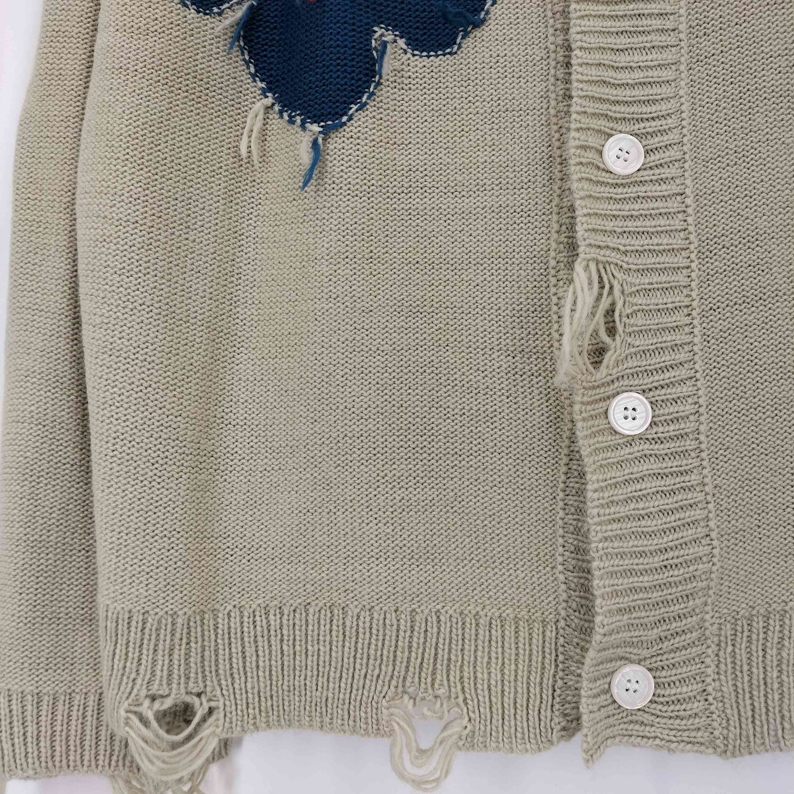 カンファーウッド CAMPHOR WOOD damage flower motif knit shirt