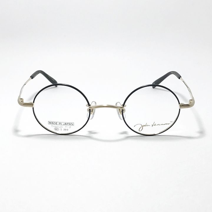 John Lennon ジョンレノン 度付可 made in Japan 丸メガネ クラシック 眼鏡 フレーム サングラス JL 1134-1-42 マットブラック ゴールド