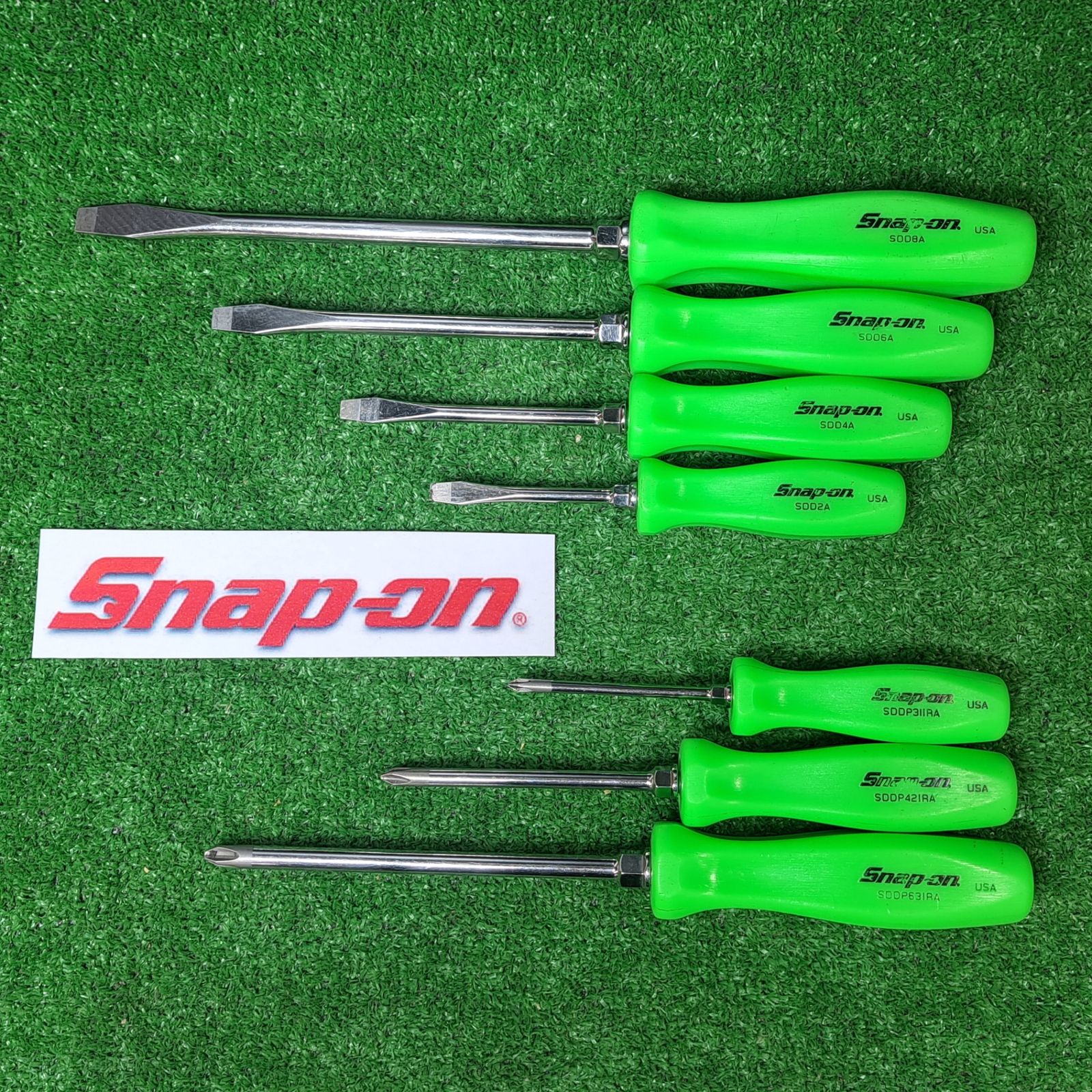 スナップオン snap on コンビネーションスクリュードライバ 7本セット グリーン