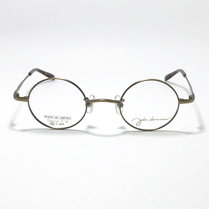 John Lennon ジョンレノン 度付可 made in Japan 丸メガネ クラシック 眼鏡 フレーム サングラス JL 1134-3-42 マットメタルブラウン ブラウンデミ